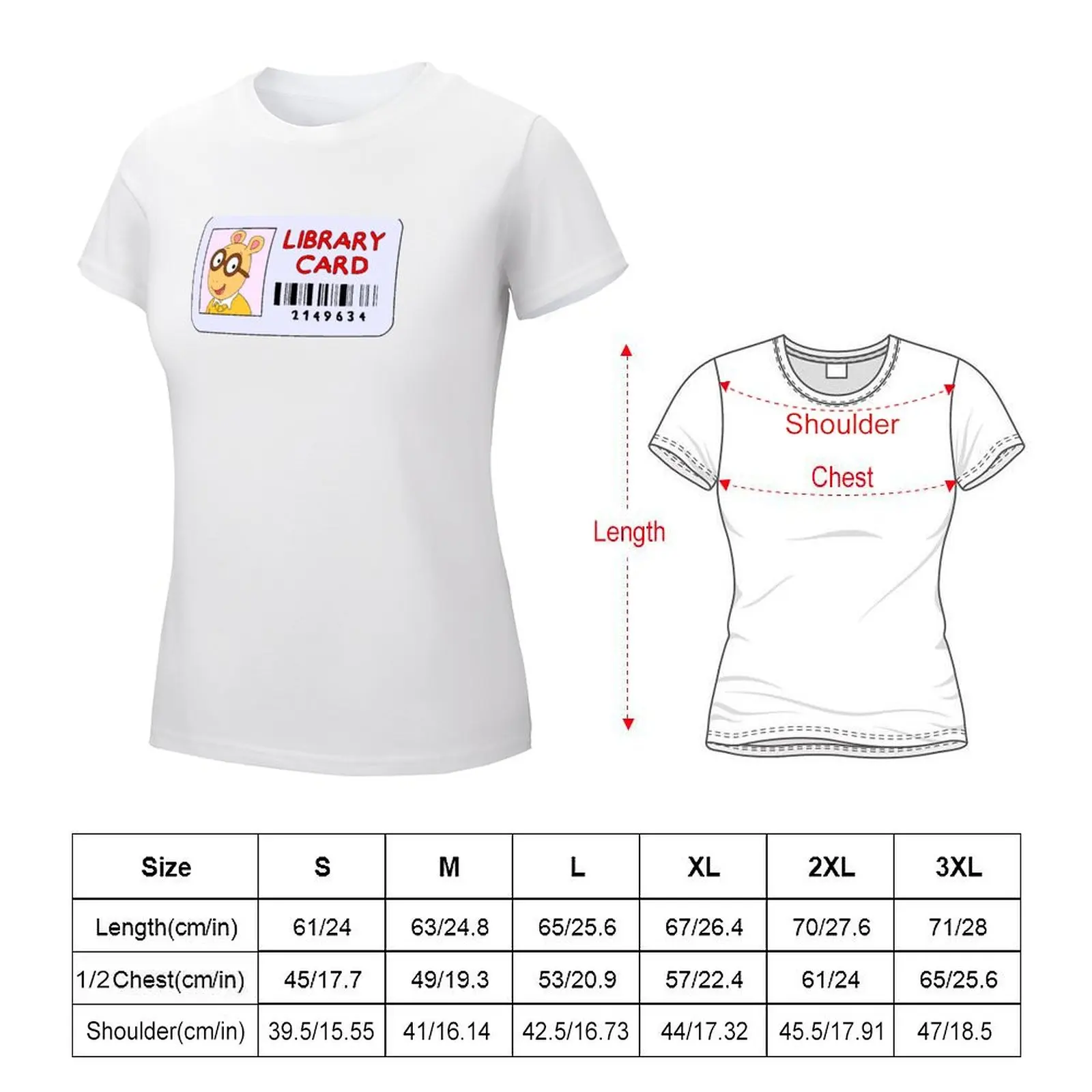 Arthur Library Card T-shirt kawaii clothes tees Female clothing Women's tee shirt