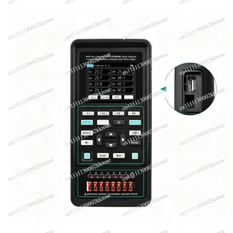HTM208B 2.8-inch LCD Digital Tester 8-channel Temperature Data Logger Rechargeable Temperature-recording Instrument