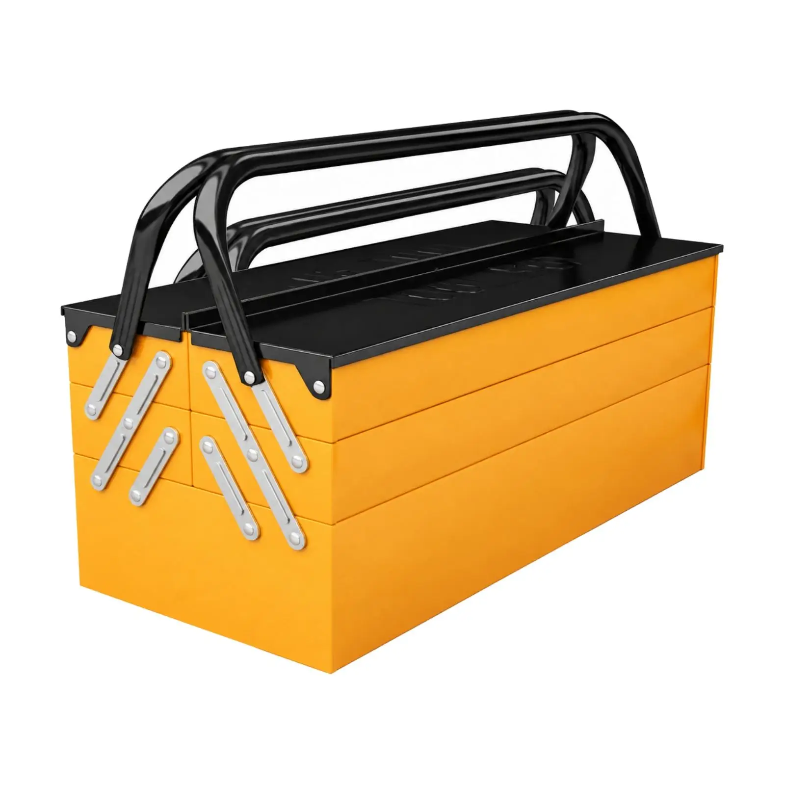 Compact Stainless Steel Folding Industrial Storage Chest with Handle for Portable Workshop and Garage Tool Storage