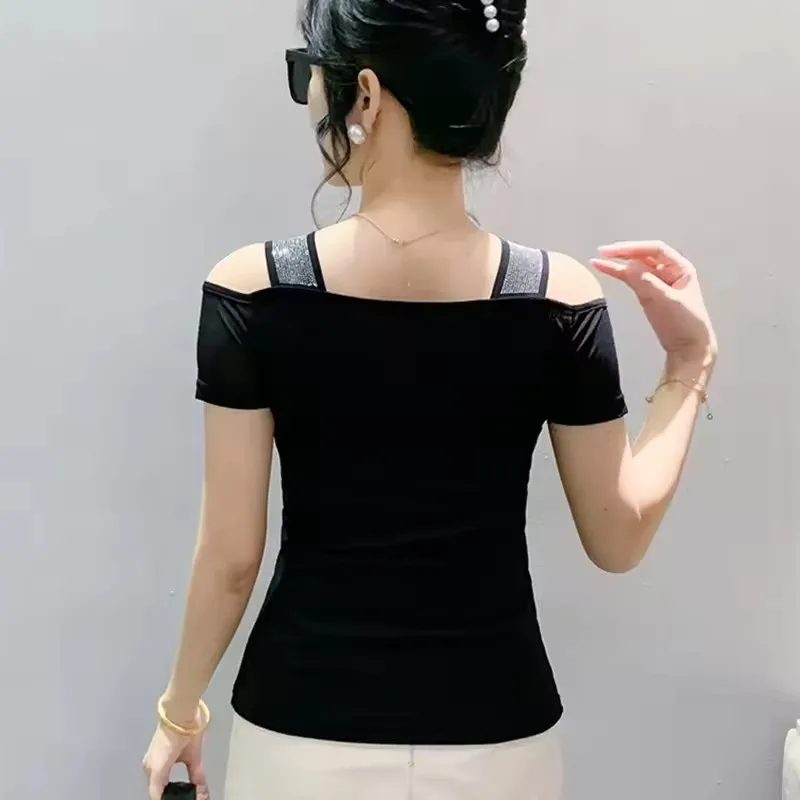 2026 M-3XL European Brand Ladies T-Shirt Cute Butterfly Hot Diamonds Design Women's Clothes Top Tees Tshirt camiseta