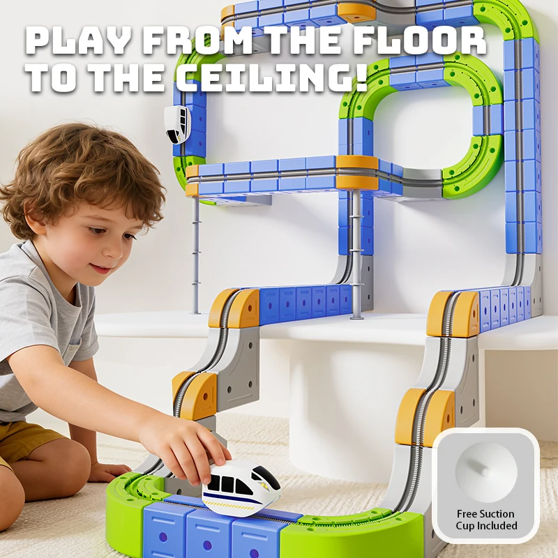 Zestaw Klocków Magnetycznych dla Dzieci: Elektryczny Pociąg na Magnetycznej Torze, Labirynt, Zabawka Edukacyjna
