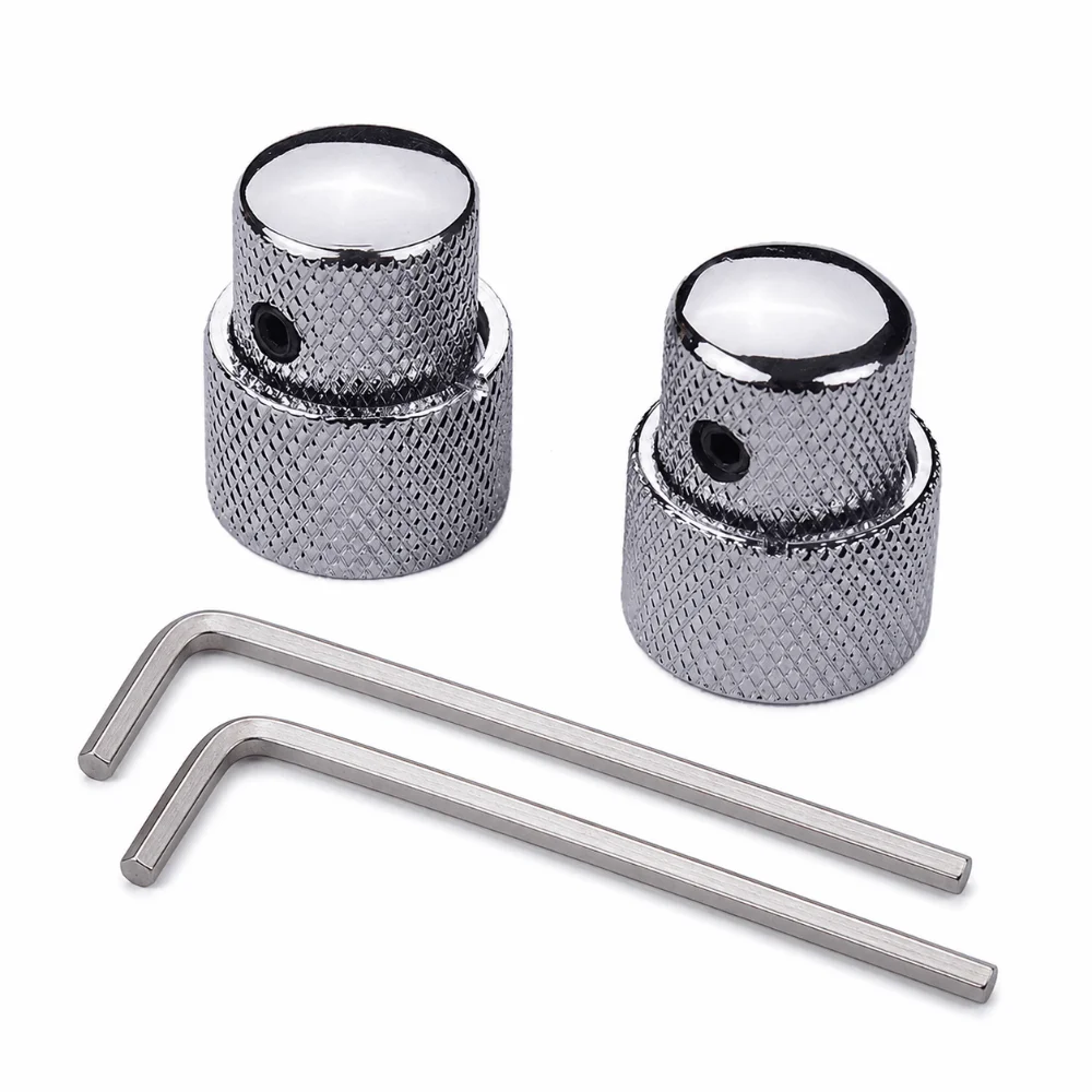 2sets Metal Dual Concentric Stacked Control Knobs Golden/Silver/Black Dual Concentric Design Electric Bass Guitar Knobs
