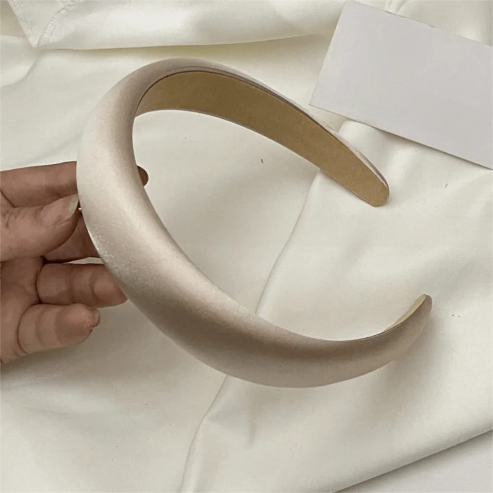 

Сплошные цветные атласные повязки на голову премиум-класса с мягкой подкладкой, нескользящий художественный обруч для волос, блестящие модные аксессуары для волос для женщин