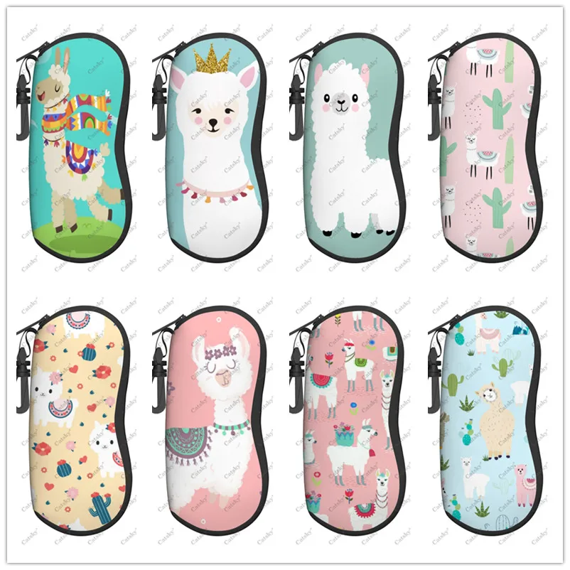 

Cartoon Alpaca Glasses Case Printed Travel Zipper Sunglasses Bag Pattern Classic Men's and Women's Storage Glasses Bag