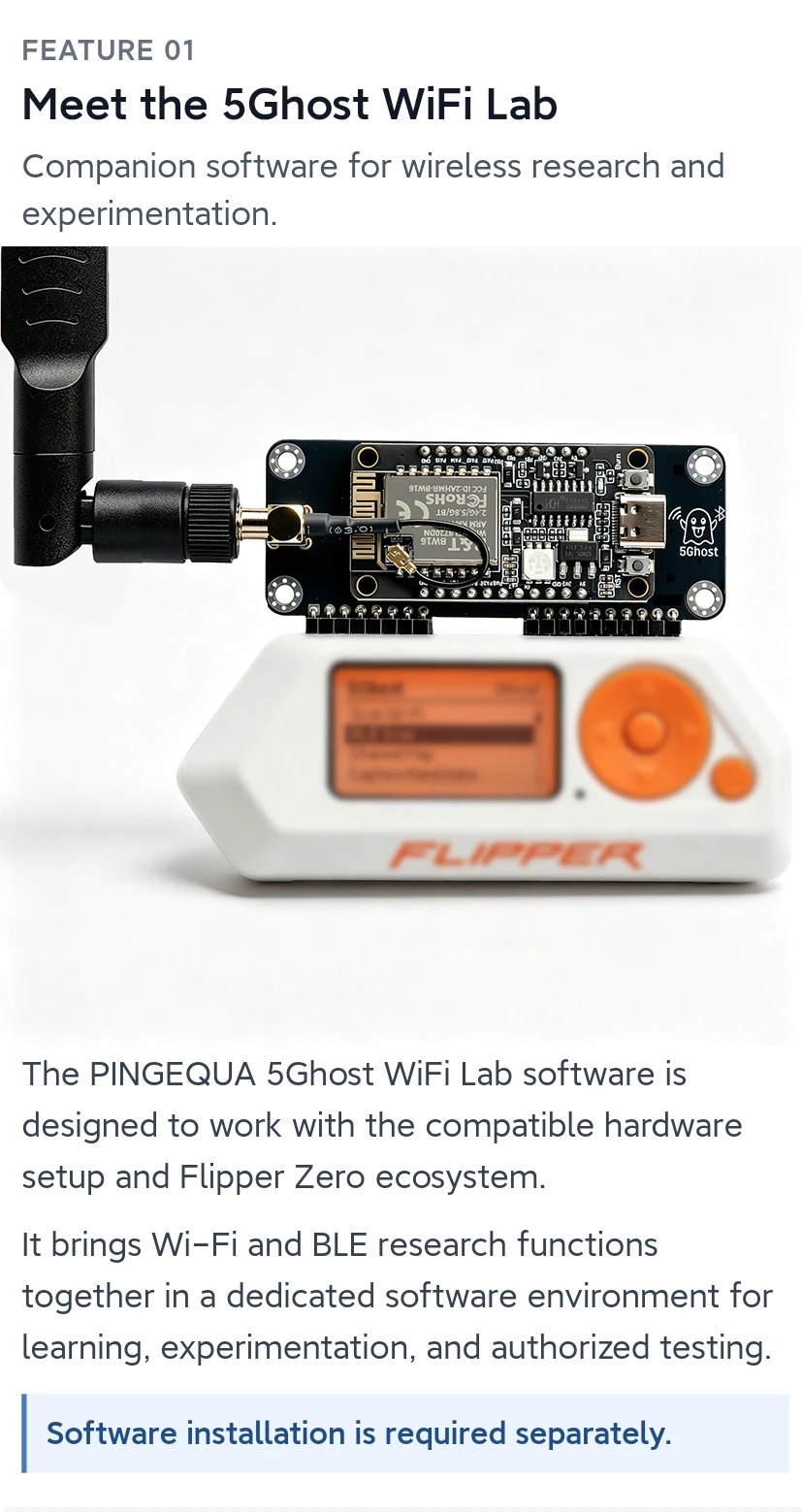 Dual-Band 2,4G&5G WiFi Entwicklungsboard für Flipper Zero, PINGEQUA 5Ghost WiFi Lab, Vorinstallierte Firmware, RTL8720DN (BW16) GPIO-Modul – Detail 2
