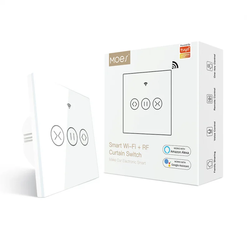 Saklar Tirai WiFi - Kontrol Jarak Jauh Aplikasi Tuya, Kompatibel dengan Motor Dinding