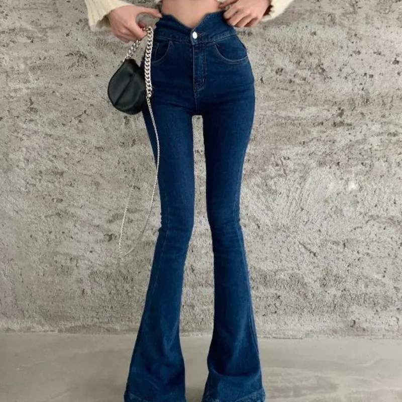 Trousers Flared Pants for Woman Sexy Skinny Bell Bottom Slim Fit Women\'s Jeans Grunge Y2k Z A Summer Office Wide Leg 90s R Flare