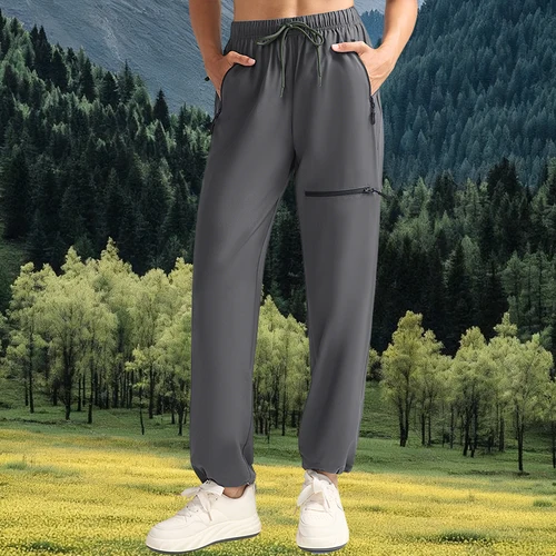 Pantalones de senderismo para mujer, pantalones cargo ligeros, bolsillos con cremallera y cordón ajustables para Golf, viajes, trabajo, Camping, pantalones al aire libre