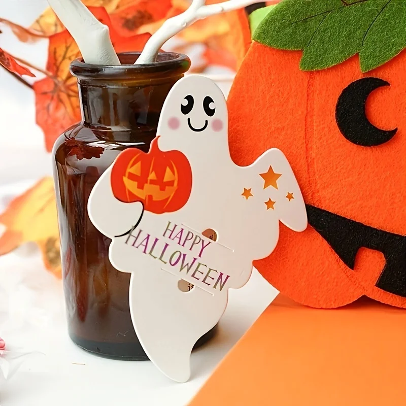 Halloween-Geister-Kürbis-Lutscher-Halterkarten, nicht aufgeladene Papierdekorationen für Partygeschenke, geeignet für Kinder ab 14 Jahren