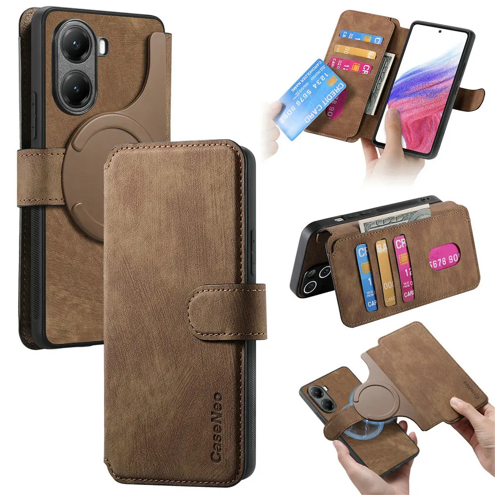 2-in-1 Abnehmbare Leder-Handyhülle für Xiaomi Poco X8 Pro F7 M7 M8 F8 Ultra Luxus-Cover für Magsafe Wallet Poco X7 X8 Pro Max
