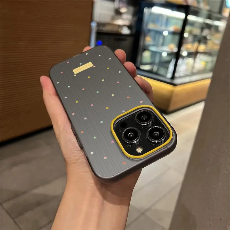 New INS Color Love Print Stripes Frosted Transparent Soft Phone Case For iPhone 16 15 14 13 12 11 Pro Max Plus Protective Cover