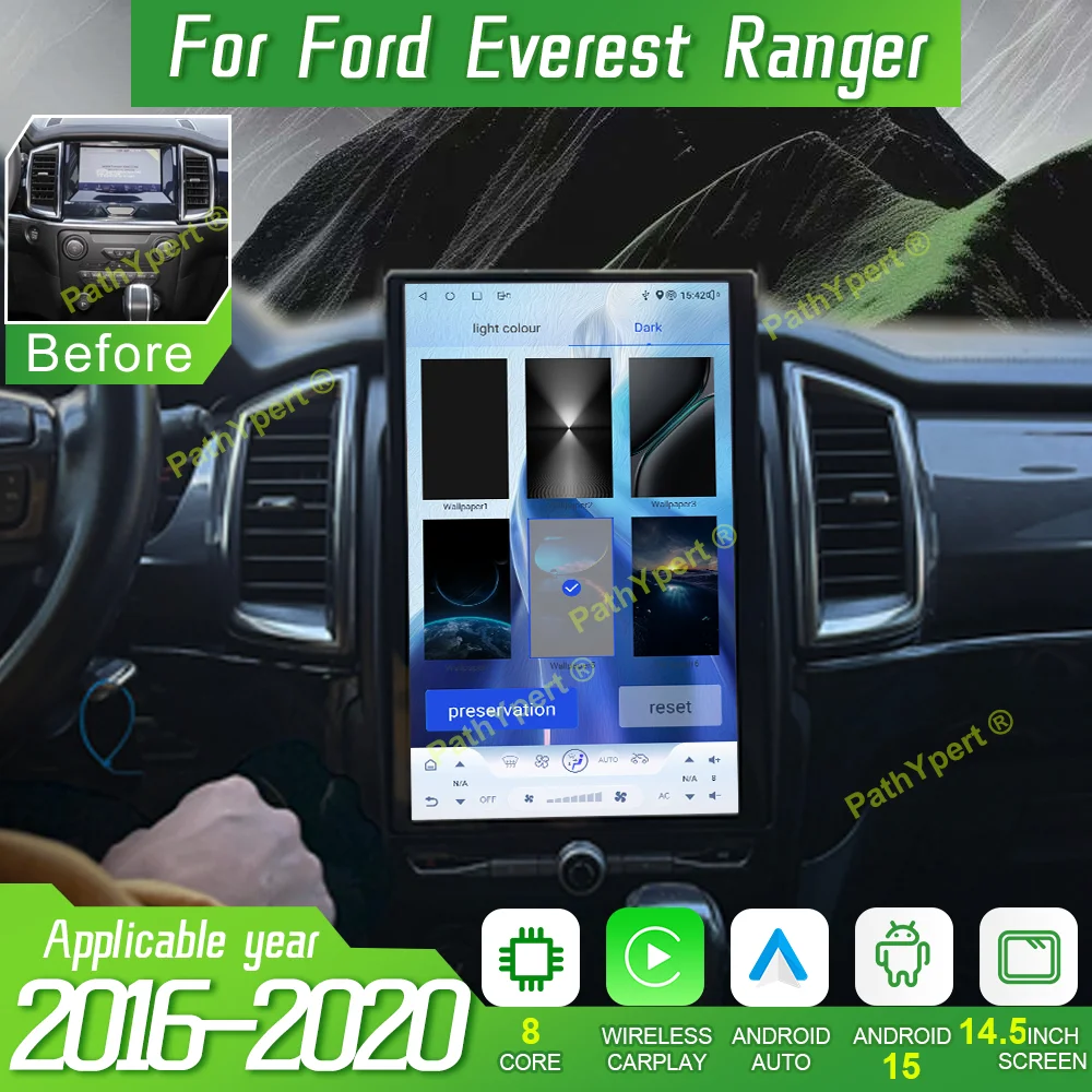 

14.5"Qualcomm 6125 For Ford Everest Ranger 2016-2020 Car Radio Multimedia Player Android 15 Carplay Bluetooth GPS Built-in 360