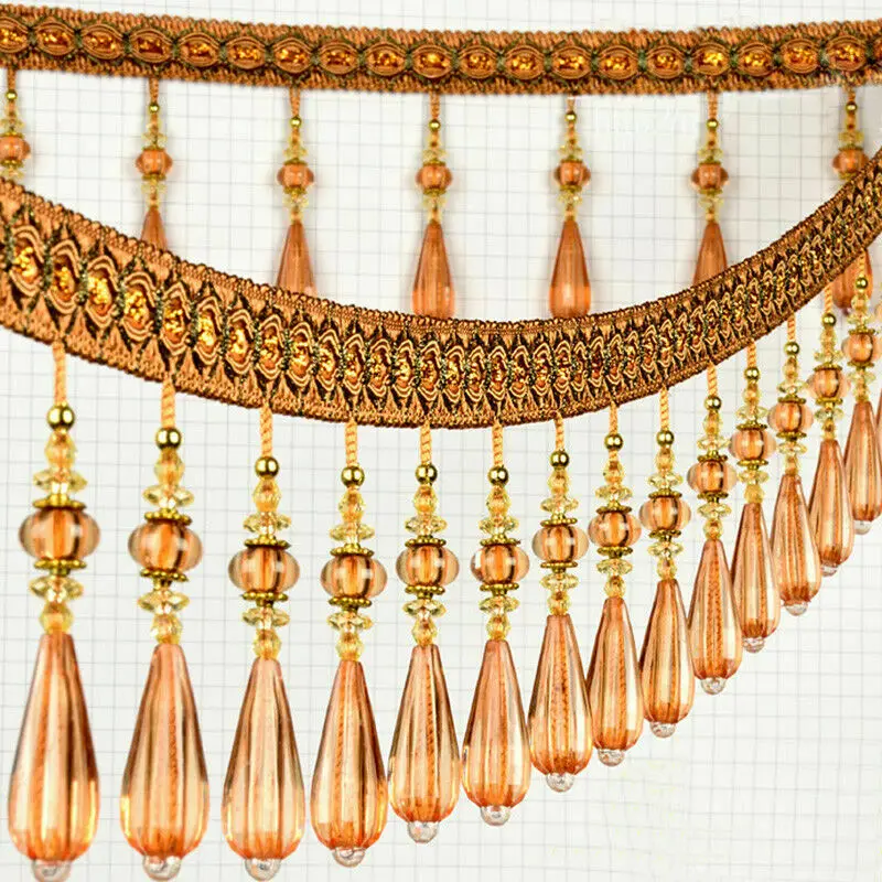 1/3/5M Crystal Bead Tassel Fringe Trim Curtain Sewing Accessory Diy Upholstery Chandelier Tablecloth Lace Ribbon Crystal Pendant