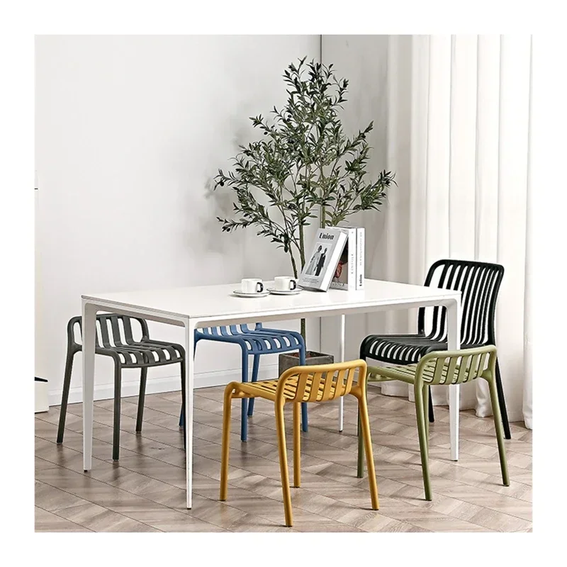 Modern minimalist luxury Nordic dining chair living room bathroom thickened plastic stool stackable high stool