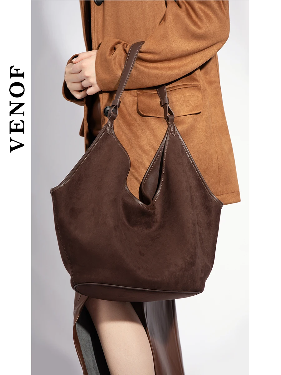 Women\'s Bag Original Designer Brand High Quality Synthetic Suede Leather Shoulder Hand Bag Large Capacity  Luxury Pea Bag