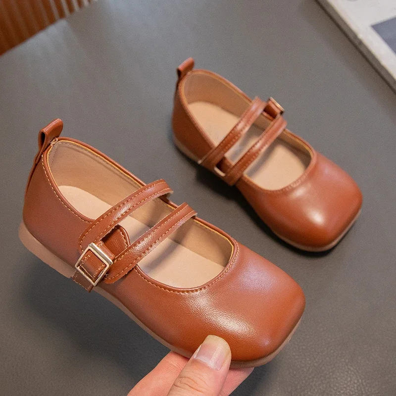 Baby Girls Casual Leather Shoes Spring Children Lightweight Flat Shoes Anti Slip Soft-soled Kids Princess Shoes Size 23-33