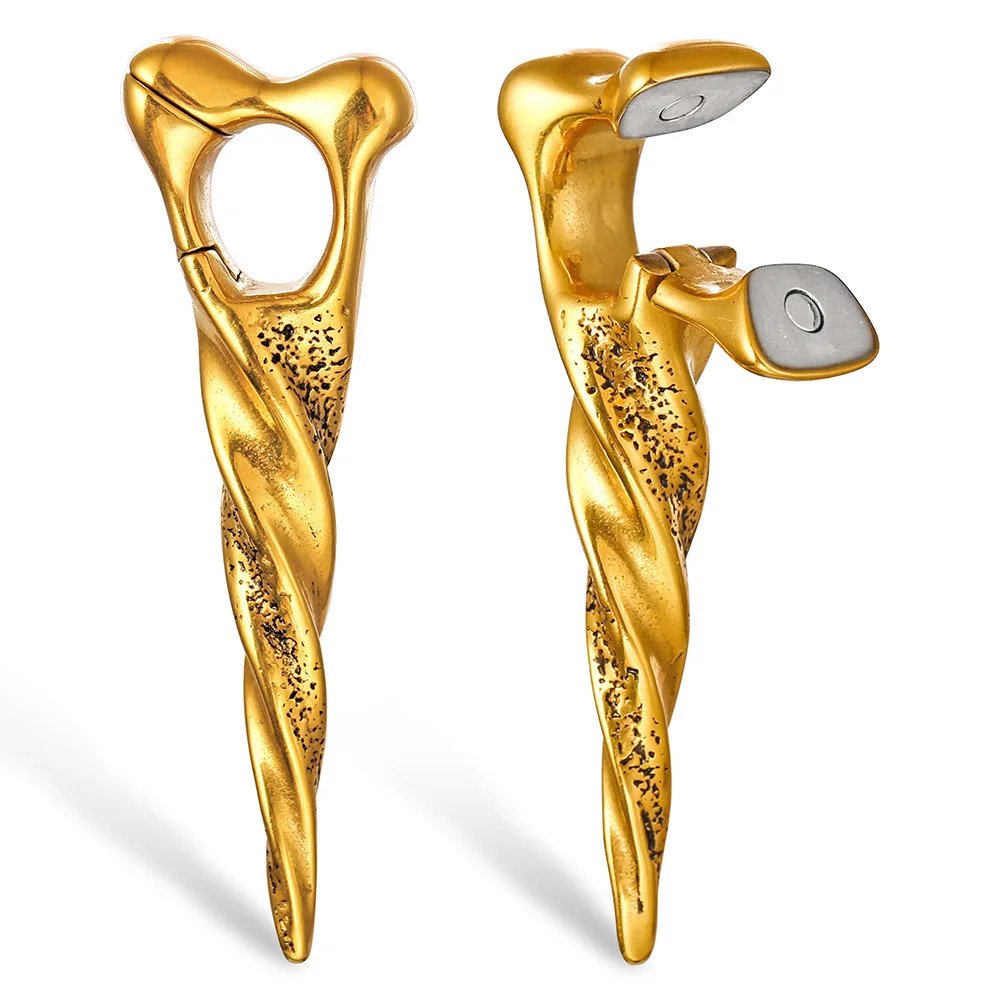 Giga 1/2Pcs 12mm(1/2") Sharp Cone Stainless Steel Ear Weights Hanger Dangle Gauges Earrings for Stretched Piercing Body Jewelry