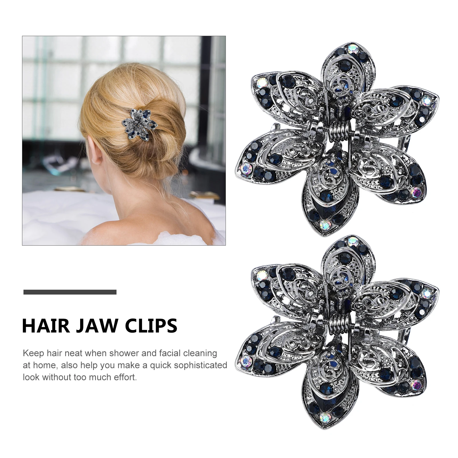 

2pcs Crystal Point Drill Headdress Shiny Mini Clip Claw Clips Rhinestone Retro Hair Accessories Bridal Clasp Jaw NonSlip