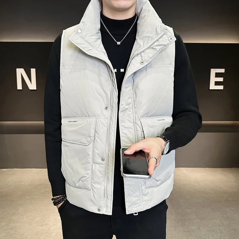 Piumino da uomo autunno inverno cappotto colletto alla coreana piumino gilet invernale da uomo gilet caldo casual cappotto corto in cotone senza maniche