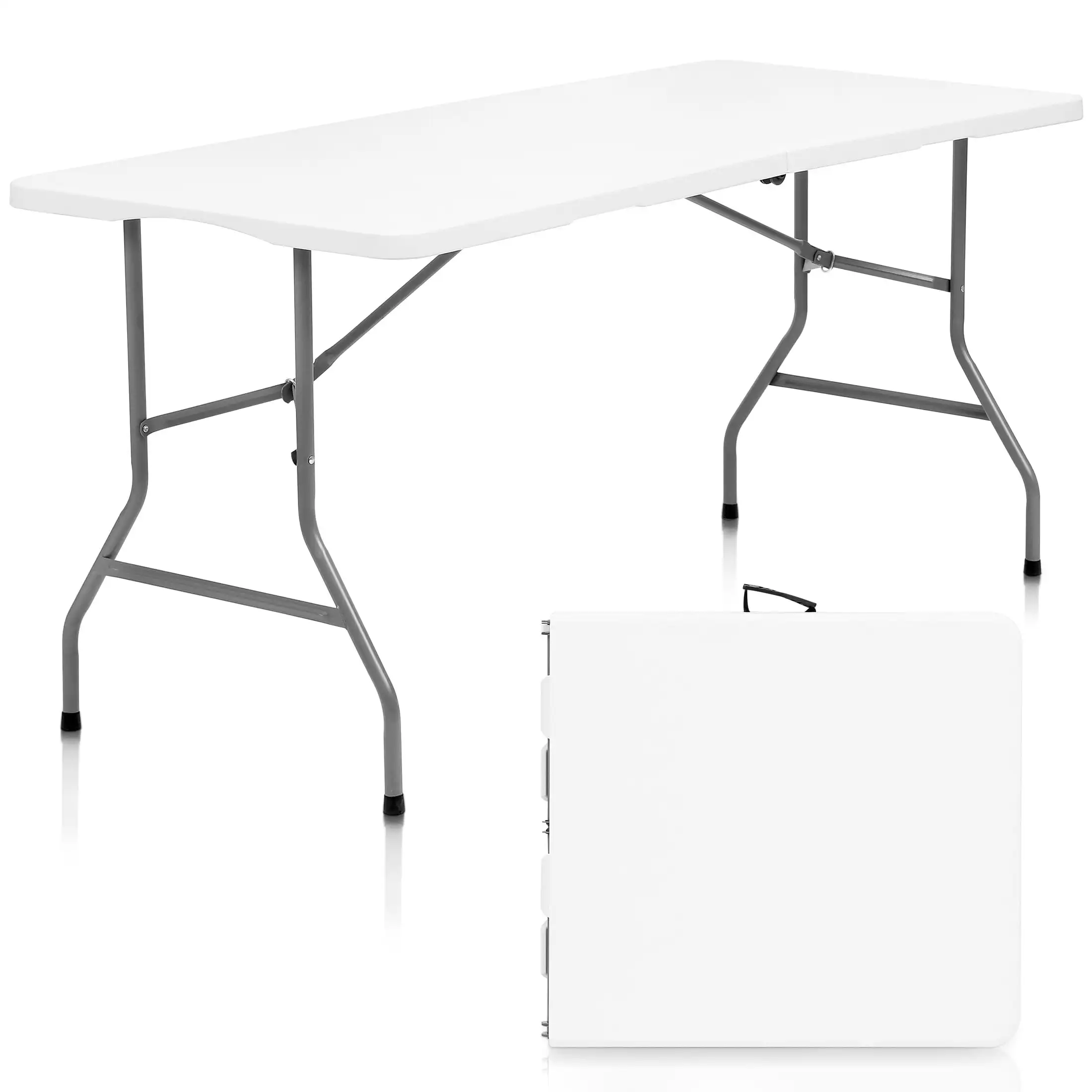 

5 ft Folding Table Plastic Foldable Table for Indoor/Outdoor Use, Picnics, Parties, BBQs - 300 lbs Capacity