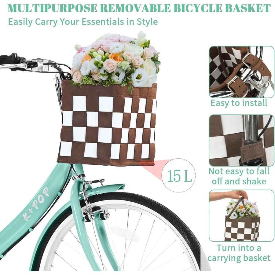 دراجة كروزر للشاطئ قابلة للطي للنساء مقاس 24/26 بوصة 7 سرعات للتنقل مع سلة خفيفة الوزن للبالغين والنساء لشركة City Co #3