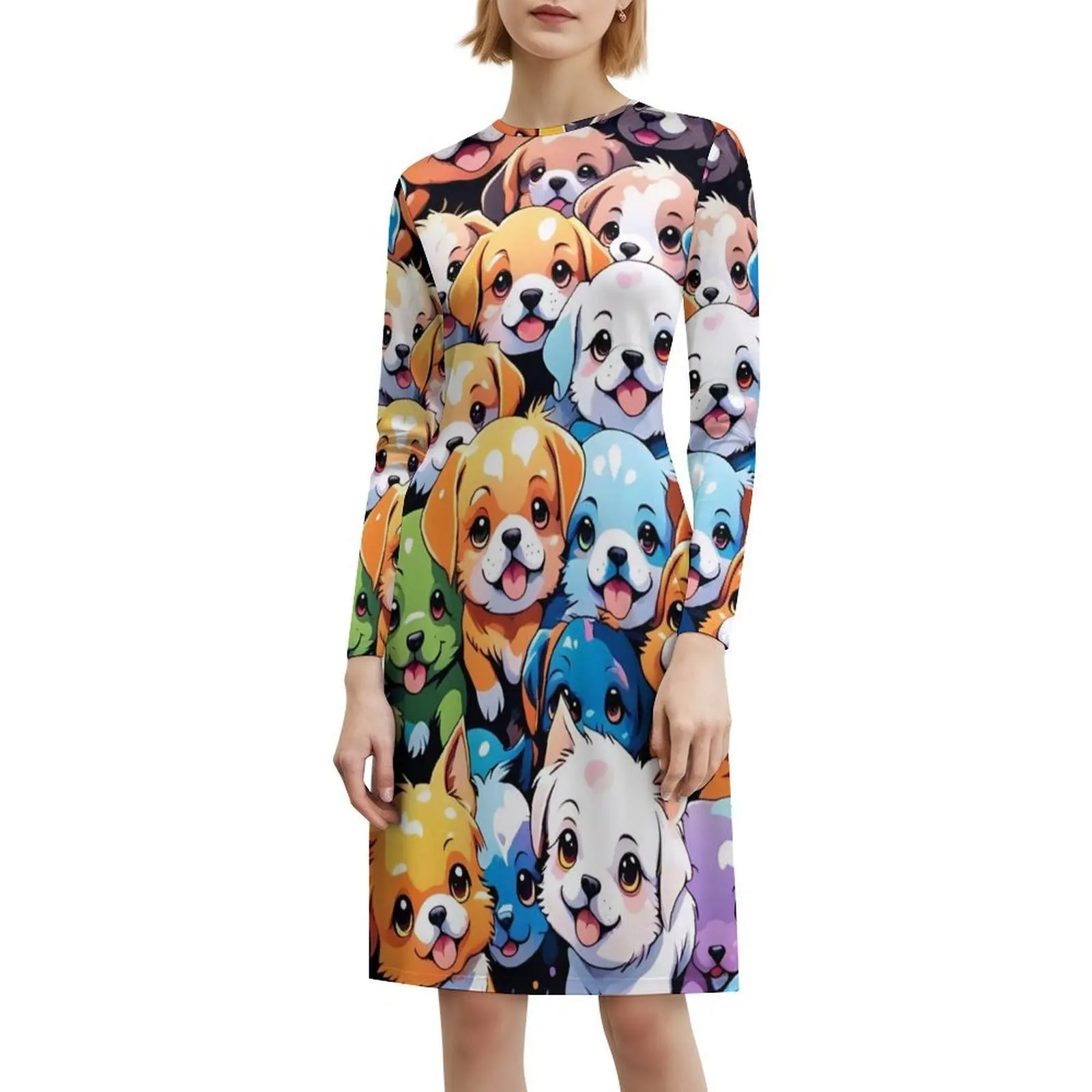 الجراء البوهيمي فستان بلا أكمام متعدد المطبوعات شاطئ عطلة فستان الحفلات الجراء الجراء لطيف نمط رائعتين الملابس النسائية #6