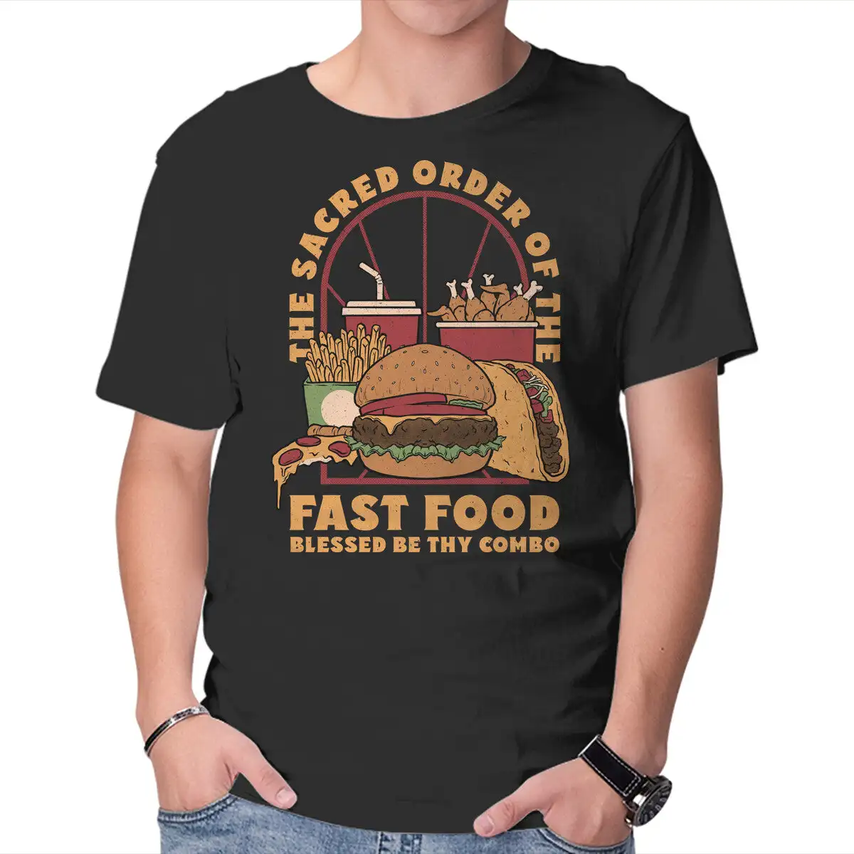 Sacred Order Of Fast Food Anime Graphic T-shirts For Men Clothing Women Short Sleeve Tees Vintage High Quality 100%Cotton