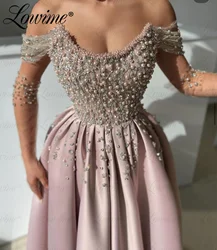 Puffy Pink Blue Green Prom Dresses 2024 Customize Aso Ebi Crystals Beaded Party Second Reception Birthday Dress Robe De Soiree