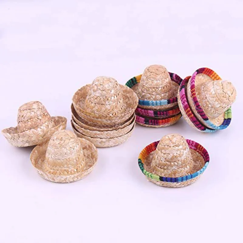 Wijnfles Muts Pet Mini Mexican Strooien Hoed Pop Accessoires Pet Dressing Benodigdheden