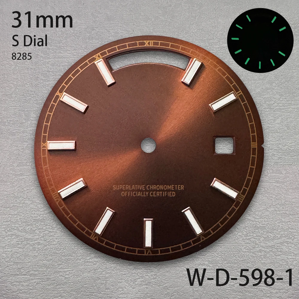 Quadrante con giorno e data con logo S da 31 mm adatto per movimento 8285 Accessori per la modifica dell'orologio di alta qualità luminosi verdi