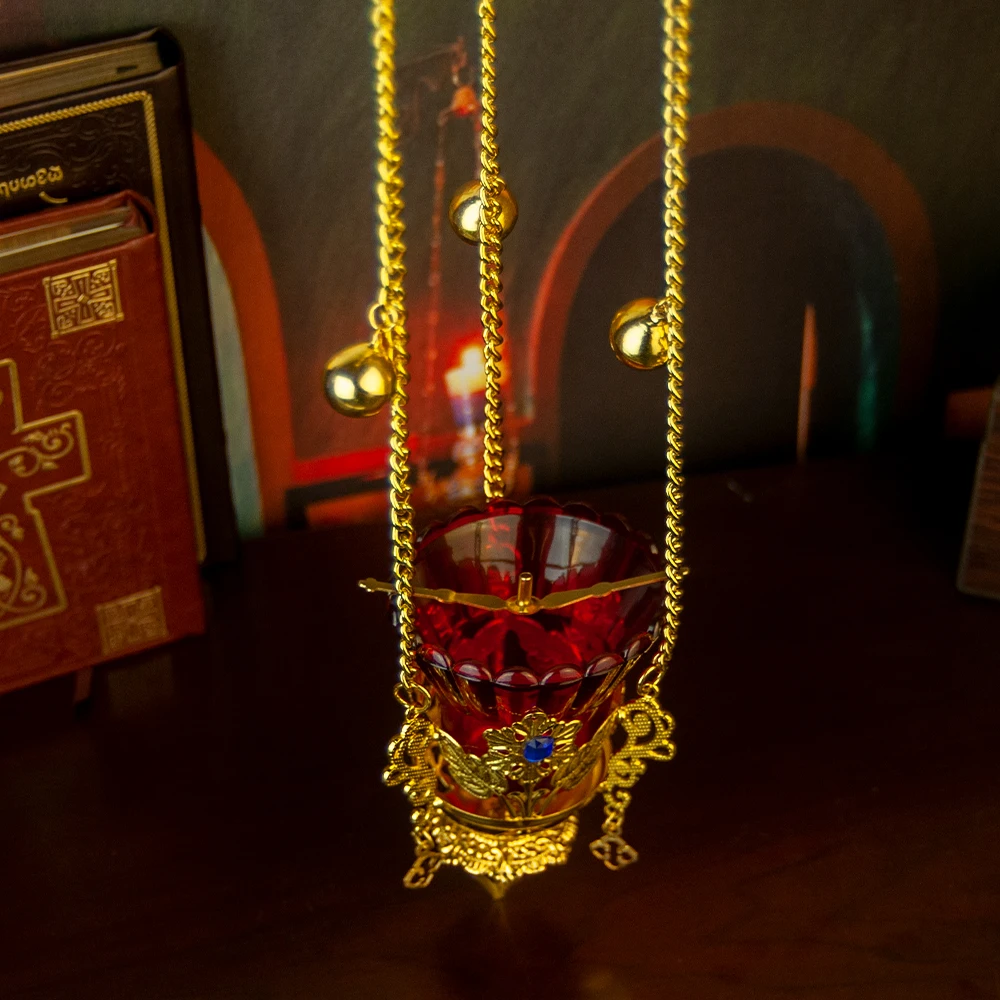 Eastern Orthodox Western Church Night Watch Light Small Hanging Light Chain High Quality Handmade Gold Plated Incense Burner