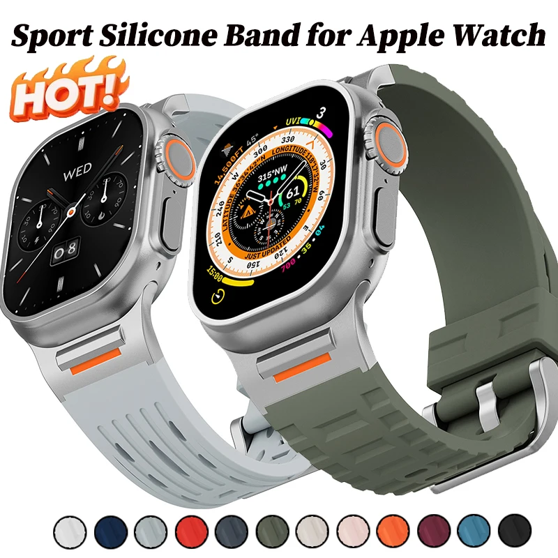 Sportarmband für Apple Watch Ultra 4 49mm S12 11 10 9 8 7 46 45mm Weiches Silikonarmband für iWatch 6 5 4 SE 44 42mm Correa Armband