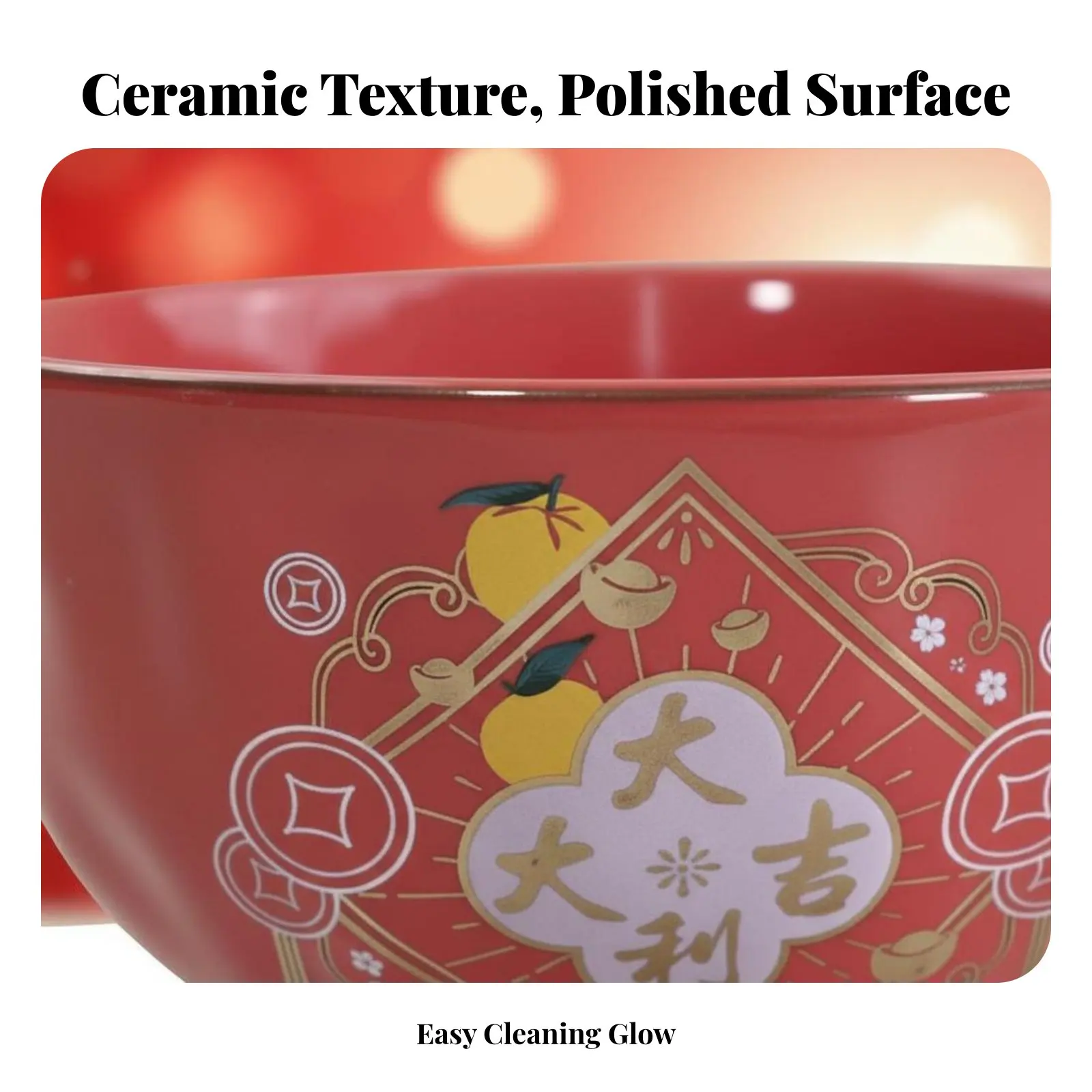 Juego de Vajilla de Cerámica, Tazón, Platos y Palillos, Regalo Festivo, Personalización de Marca, Diseño Chino Moderno, Uso Promocional