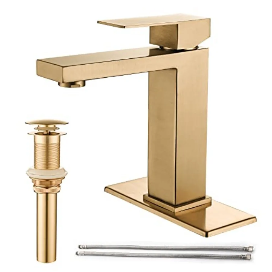 

Bathroom Faucet, Golden Single Hole Vanity Bath Faucet, Single Handle Modern Stainless Steel Bathroom Faucets for Sink 1 Hole w