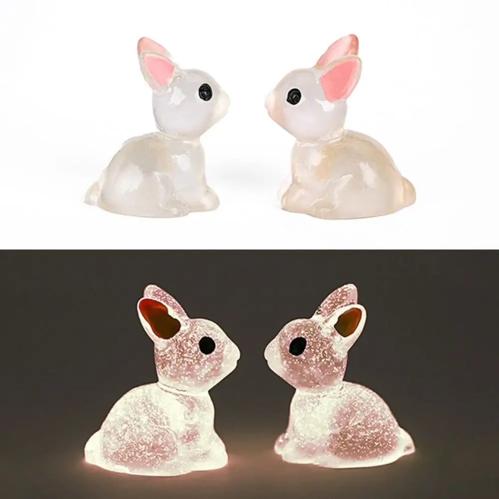 Luminous Rabbit Decoration Microlandscape Gardening Crafts Mini Bunnies Ornaments Home Decoration Cute Miniature Figurines ﻿