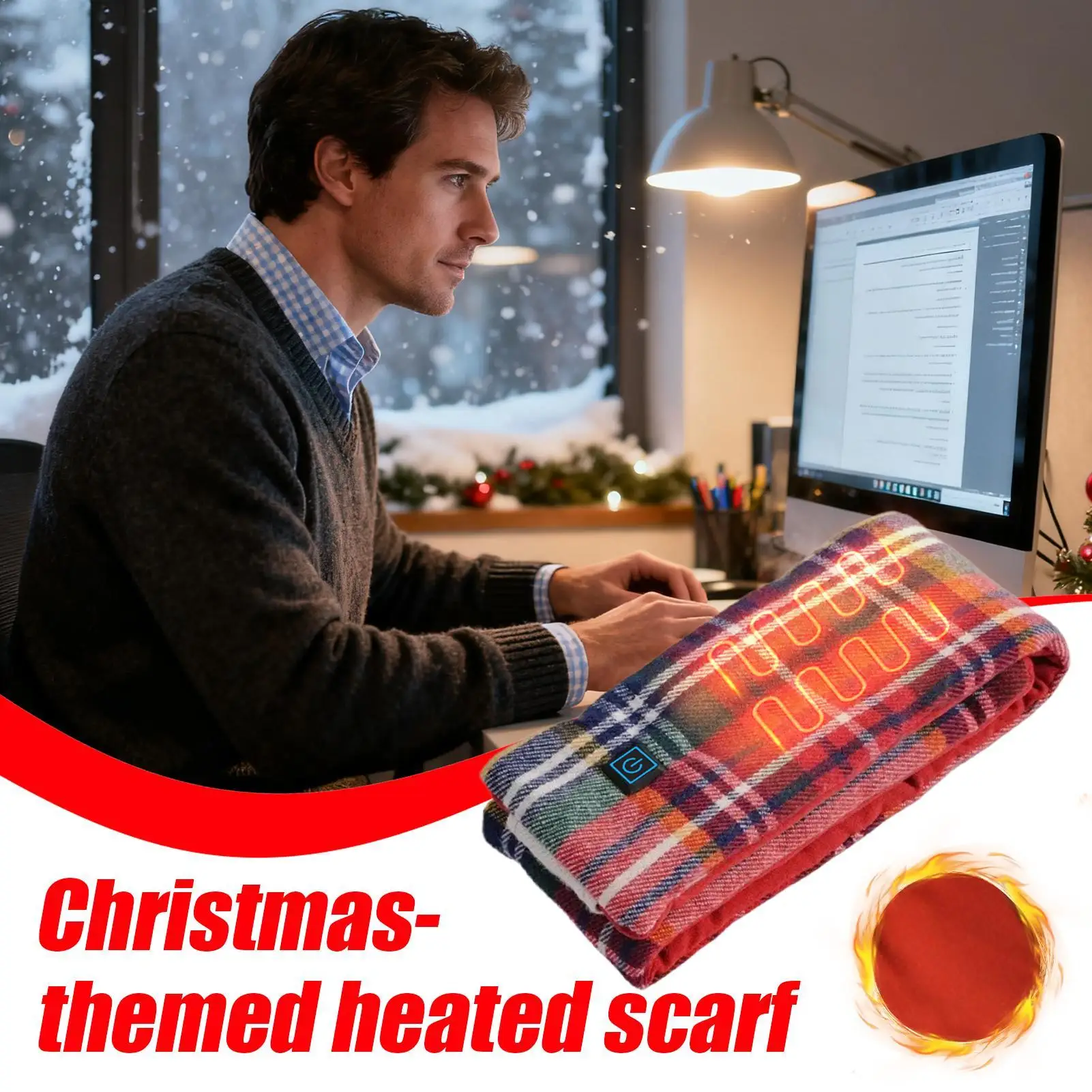 Bufanda calefactable para mujer, calentador de cuello lavable con temática navideña, bufanda calefactora para el cuello para mujeres, hombres, él, sus adultos, padre, madre