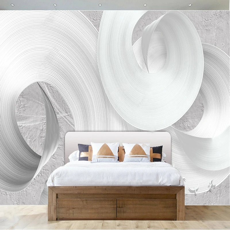 Custom Any Size 3D Mural Wallpaper Creative Abstract White Geometric Shapes Fresco Living Room Sofa TV Background Home Decor