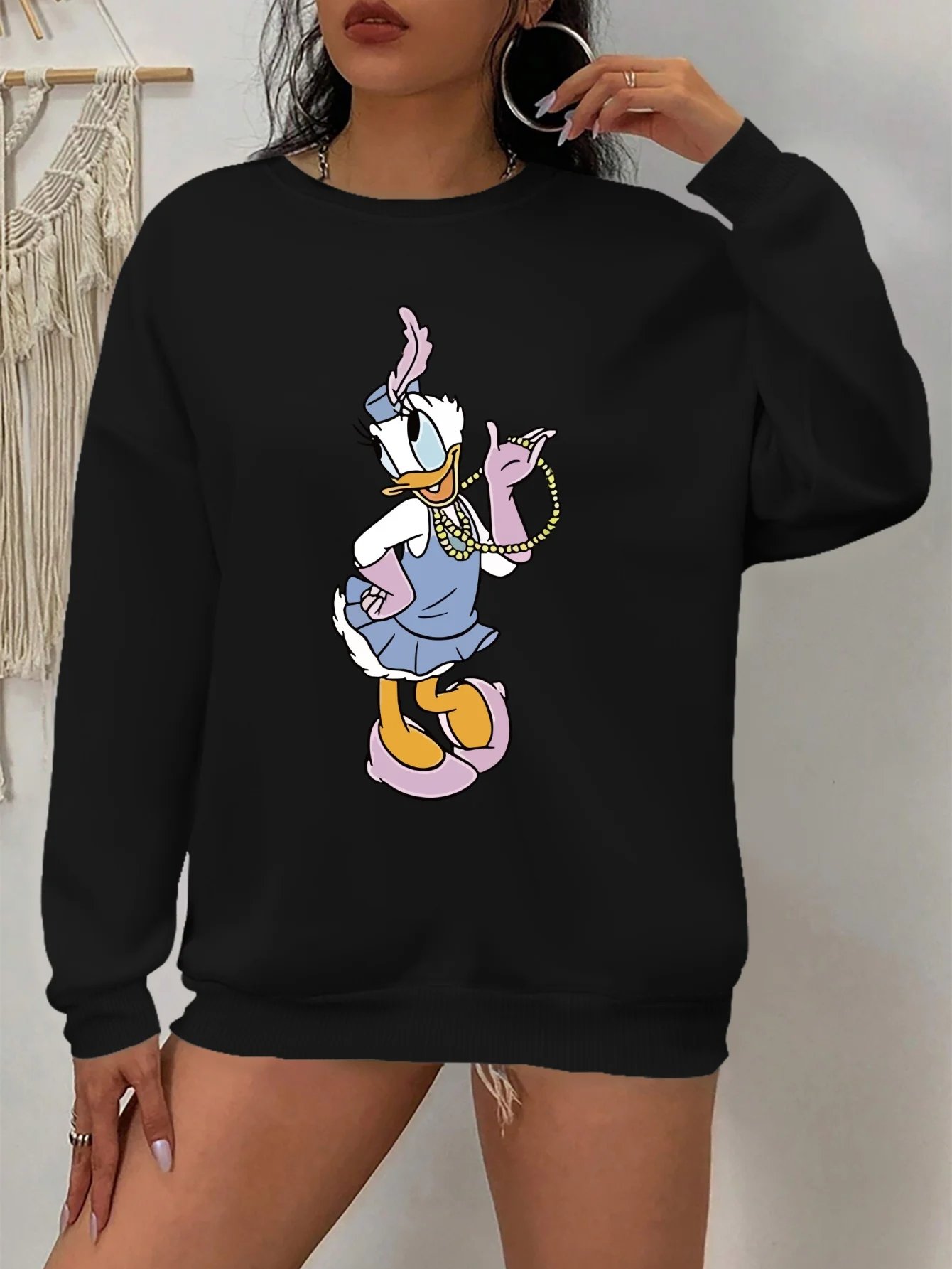Bluza Disney Daisy Duck dla par, damska i męska, bawełniana bluza z kapturem, sweter, codzienne topy, jesienno-zimowa, polarowa, oversize, unisex, płaszcze