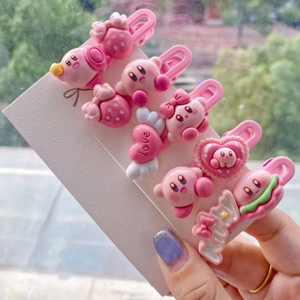 Star Kirby Hair Clip Super Cute Pink Cartoon Student Versatile Side Notch Clip Children's Hair Clip Gift