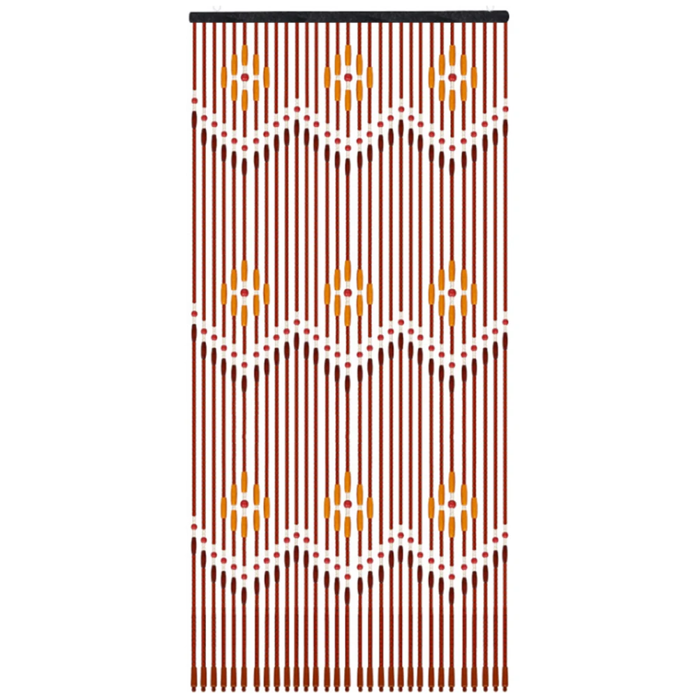 CNCEST Natural Wood Bamboo Beaded Curtain, 32 Lines Handmake Curtain Perfect for Porches and Doors, 35.5''×86.6''