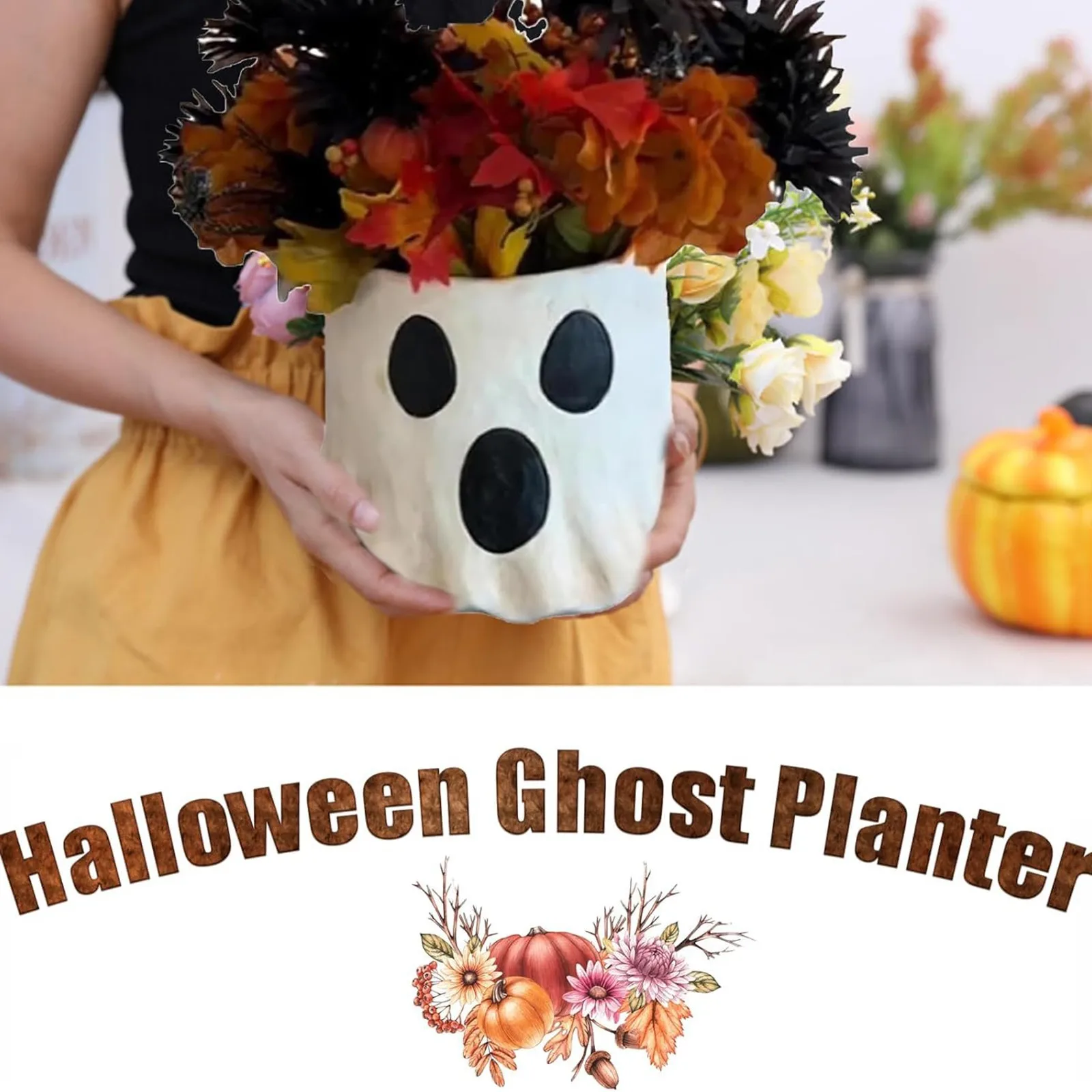 

Large Halloween Ghost Treat Bucket Funny Cute Ghosts Treat Bucket Resin Crafts Ornament Indoor Outdoor Home Decoration Planter