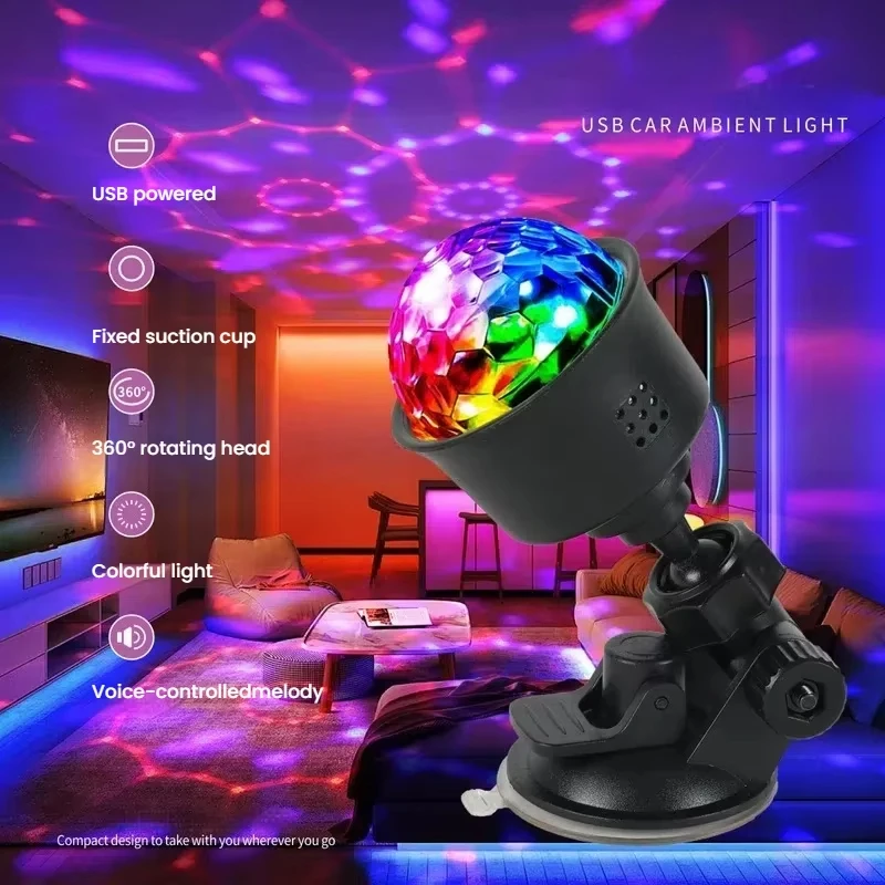 LED المرحلة ديسكو ضوء الدورية DJ الكرة ستروب الملونة ماجيك الرقص سيارة المحيطة RGB هدية الكريسماس نادي الحفلات سيارة عرض الليزر مصباح #1
