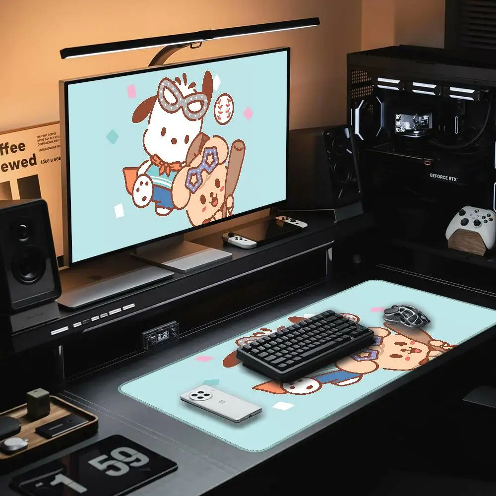 Cute P-Pochacco Mouse Pad Rubber Thicken Overlock Gaming Table Mat Office Computer Keyboard Pad PC Mousepad