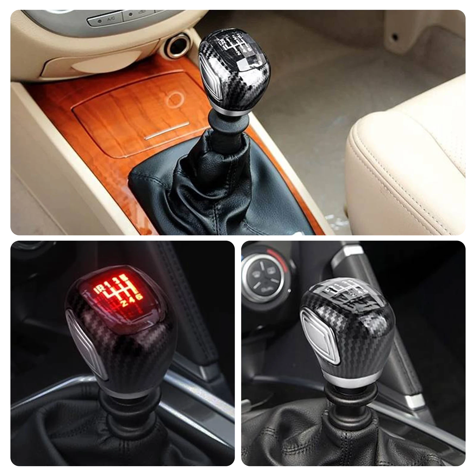 Manual Transmission Car 8mm And 10mm Threaded Rod Universal LED Crystal Shift Knob Rod Head Gear Head Car Accessories