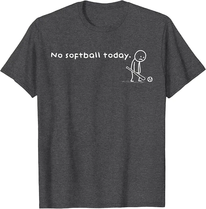 Lustiges „No Softball Today“-Humor-T-Shirt für sarkastische Meme-Sportliebhaber – Y2K-Zeichnung, Comic, verspielte Stickman-Grafik mit Spruch – T-Shirt-Kleidung – Detail 8