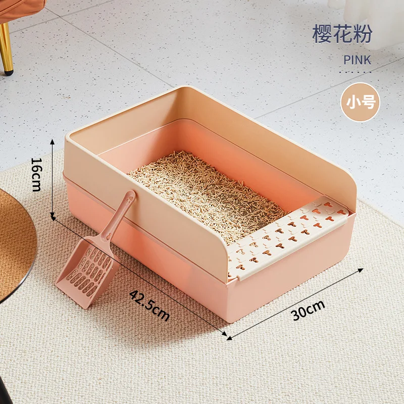 Fenced Litter Box Large Size Semi-Enclosed Cat Toilet with Anti-Splash Strap Sand Cat Accessories Removable Washable Multi-Color