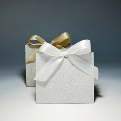 Sparkling Golden and Silvery Gift Box Bag for Party Baby Shower Candy Chocolate Wedding Favours Creative Mini Paper Package with