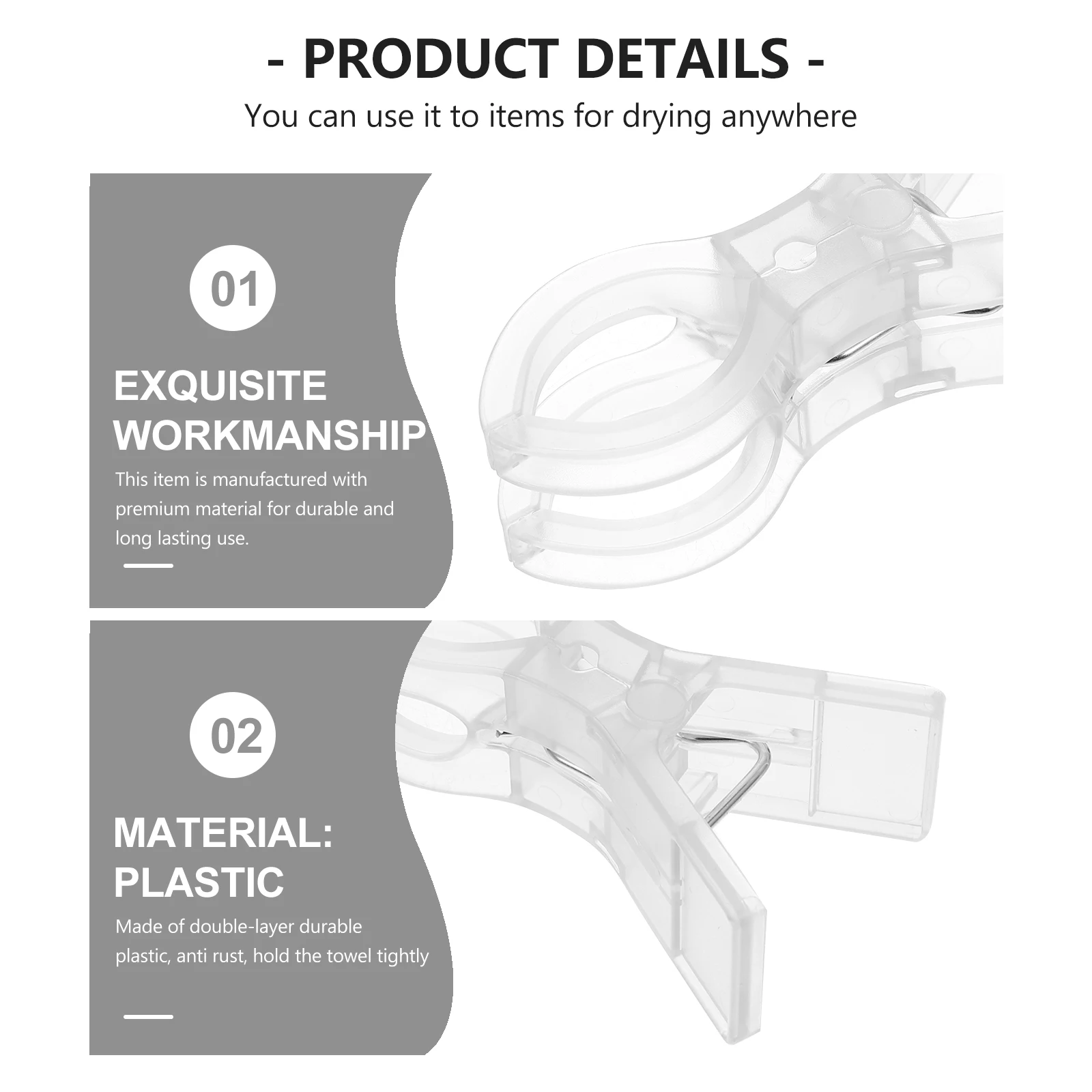 

8pcs Plastic Clothes Clipsjumbo Size Beach Chair Pool Loungers Windproof Towel Quilt Duvet Cover Clamp Holders Clothes