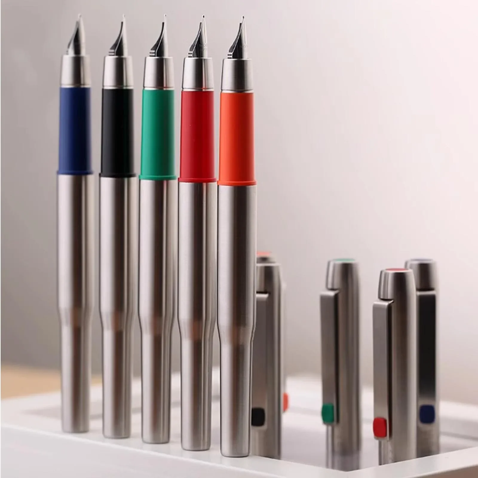 New MAJOHN B25 Fountain Pen Stainless Steel Imported F nib Ink Absorber Dual purpose Design high-end Office Stationery Supplies