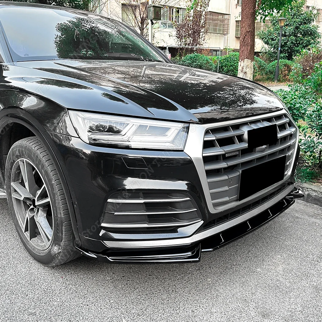 3PCS Front Bumper Diffuser Lip Spoiler For AUDI Q5 SQ5 FY Sline 2018 2019 2020 Front Splitter Car Accessories Gloss Black ABS
